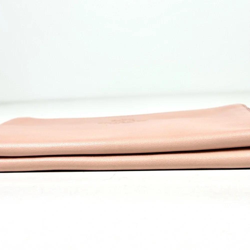 Coach Double Corner Zip Leather  Wristlet In Pink